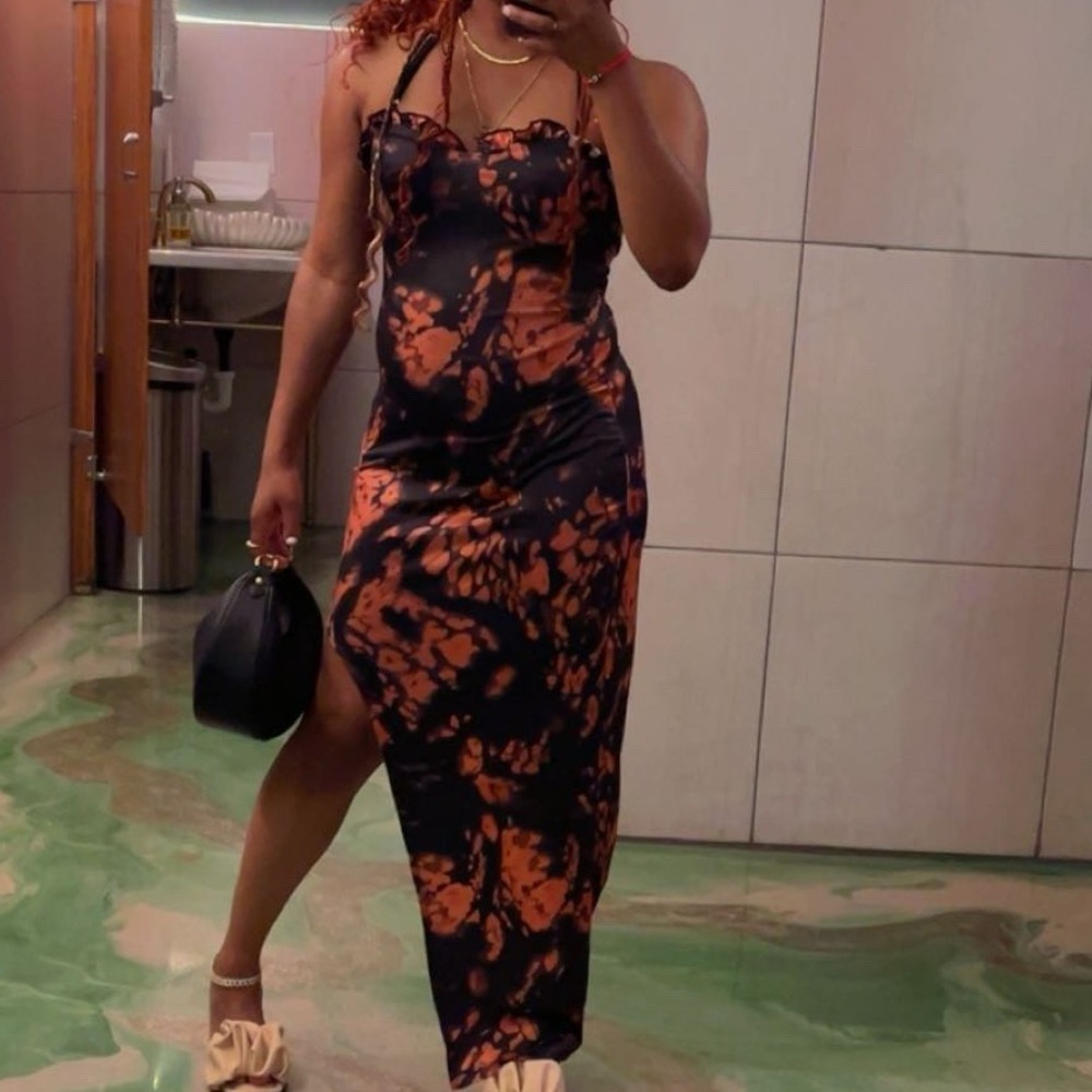 Shein Tie-Dye Ruffle Maxi Dress